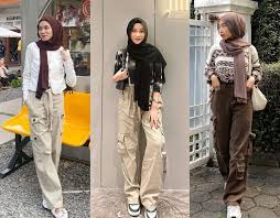 8 Ide Padu Padan Outfit Wanita Hijab Dengan Celana Cargo, Penampilan Yang Modis Stylish Dan Nyaman