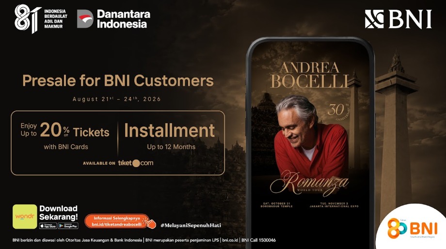 BNI Hadirkan Akses Eksklusif Menikmati Andrea Bocelli 'Romanza' di Indonesia