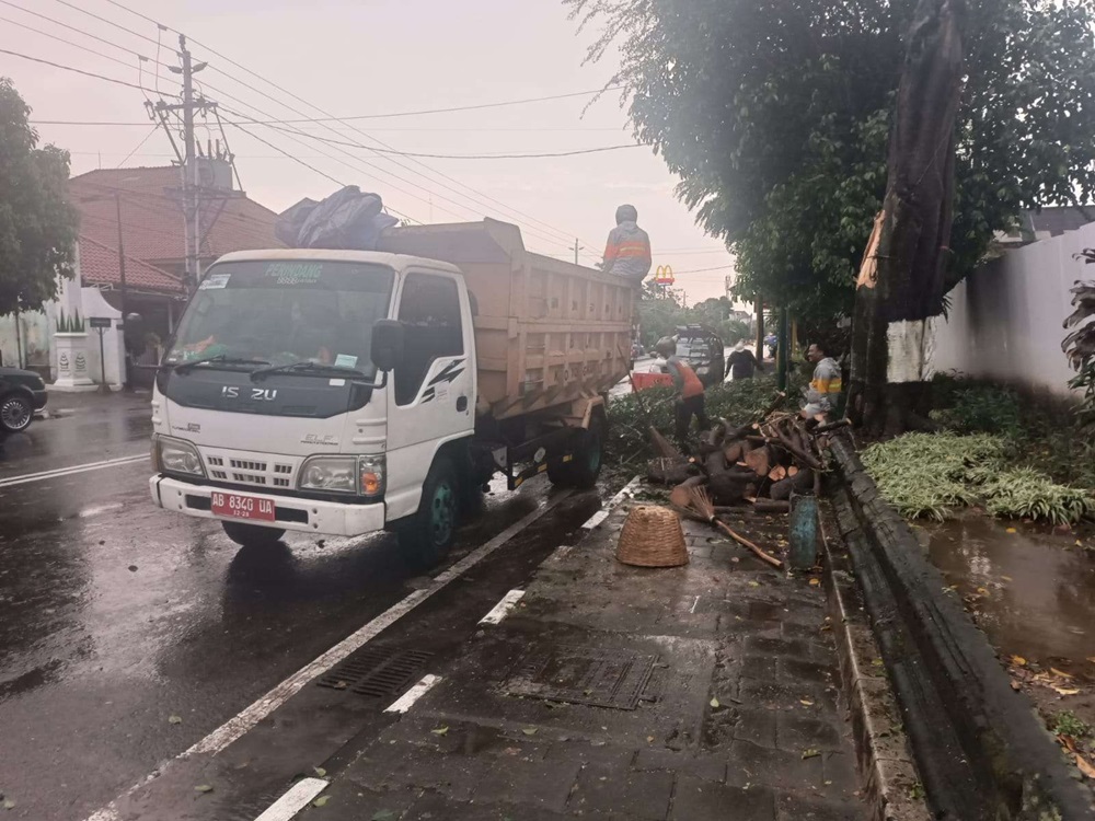 Pemkot Yogyakarta Gerak Cepat Atasi Kerusakan PJU Akibat Hujan Disertai Angin Hingga Pohon Tumbang