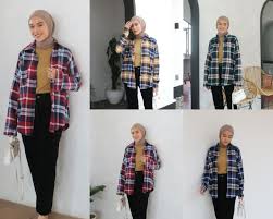 Gaya Fashion Wanita Hijab Dengan Kemeja Flanel Yang Casual, Stylish Cocok Untuk Berbagai Acara