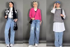 Referensi Style Fashion Wanita Hijab Dengan Jeans High Waist, Yang Simple Bikin Penampilan Kece dan Swag