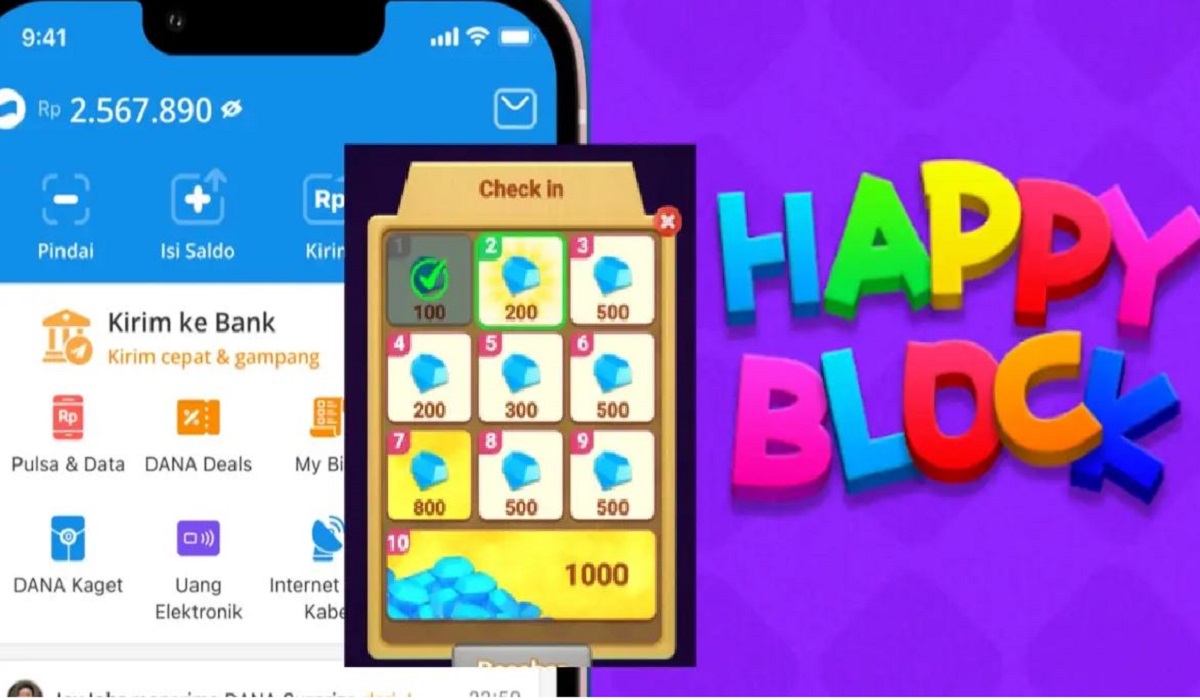 Klaim Saldo DANA Gratis hingga 600 Ribu Lewat Aplikasi Penghasil Uang Happy Block, Cek Disini