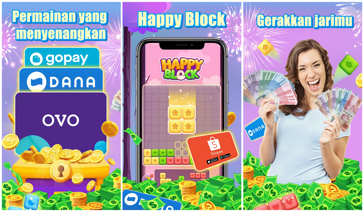 Modal Smartphone dan Internet Dapat Cuan hingga Rp100 Ribu di Aplikasi Happy Block Penghasil Saldo Gratis