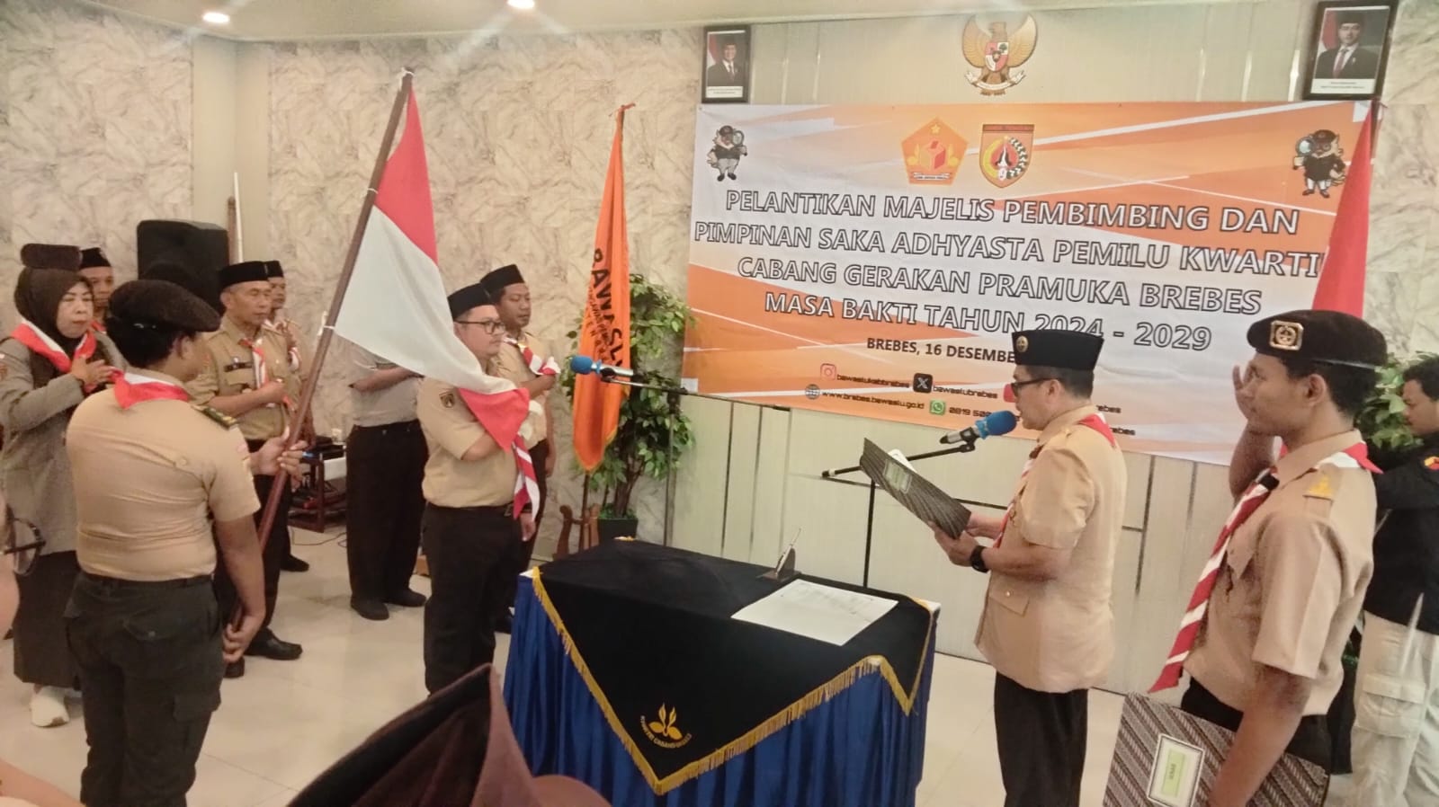 Gencarkan Pengawasan Partisipatif, Bawaslu Brebes Gandeng Ka Kwarcab Lantik Pengurus Saka Adhyasta