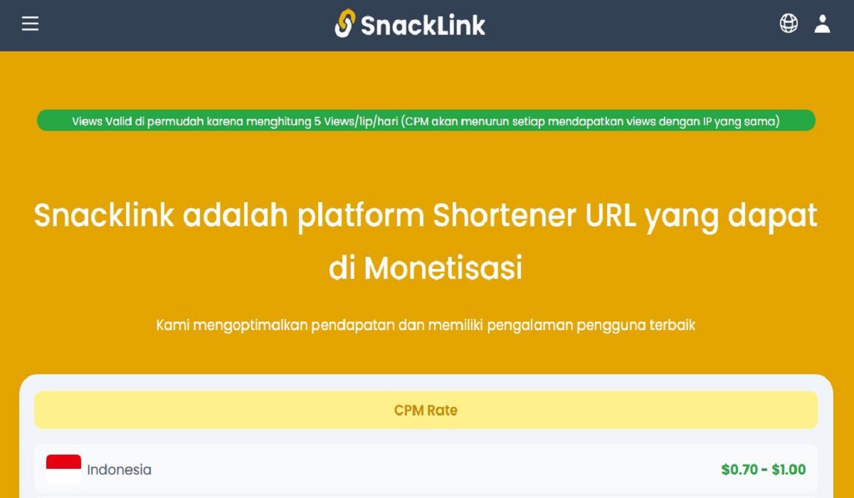 Hasilkan Mulai 1 Dollar Setiap Harinya di Situs Pemendek URL SnackLink, Simak Caranya Lengkap Disini