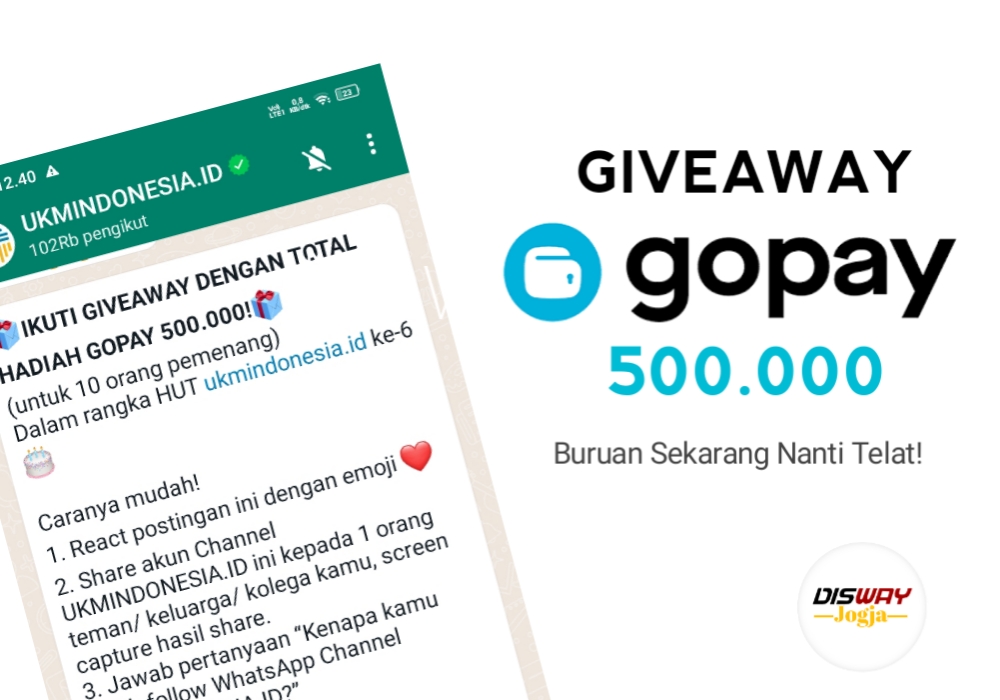 Buruan! Dapatkan Giveaway GOPAY 500.000 Sekarang Juga,  Hanya dengan Screenshot dan Sebarkan