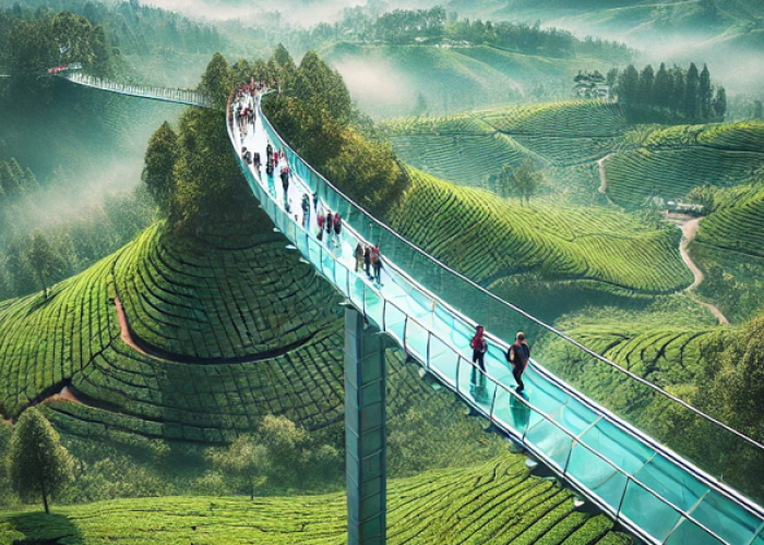 Siapkan Bujet dan Nikmati Sensasi Jembatan Kaca Megah di Kebun Teh Kemuning Sky Hills 