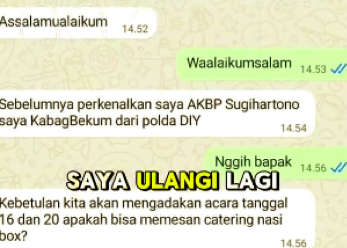 Modus Penipuan Catut Nama Polda DIY, AKBP Sugihartono Pastikan Tidak Pernah Pesan Katering