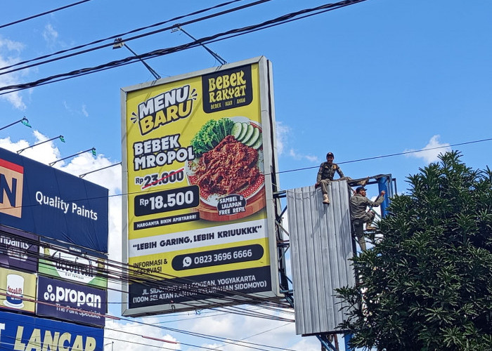 Jelang HUT RI, Satpol PP Sleman Tertibkan Reklame Kedaluwarsa dan Atribut Partai