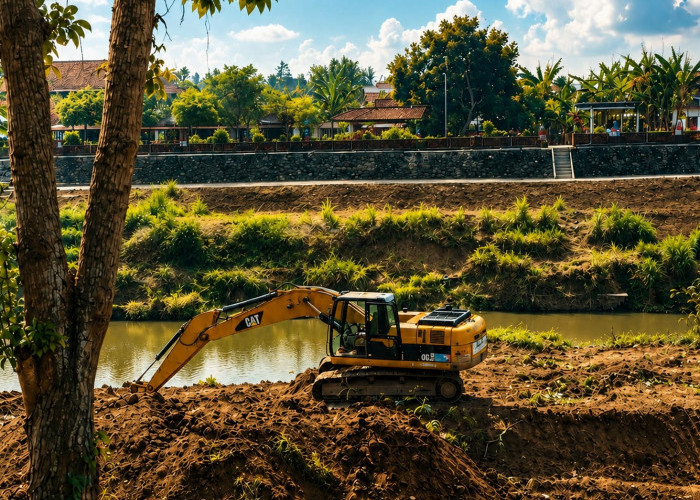 Normalisasi Sungai Serang Dimulai, Hasil Pengerukan Dimanfaatkan untuk Renovasi Stadion Cangkring