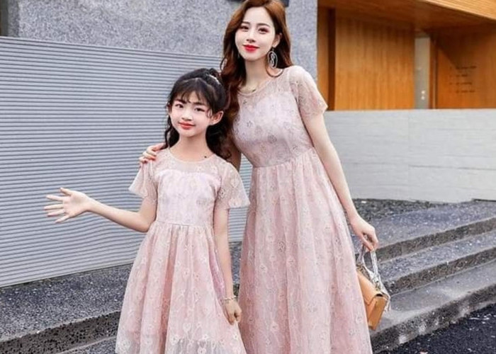 7 Model Long Dress Brokat Kembar untuk Ibu dan Anak, Siap Tampil Serasi di Setiap Acara Keluarga