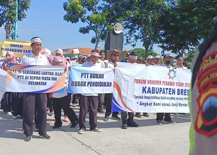 Ribuan PTT Brebes Geruduk Kantor Pemkab, Minta Diangkat ASN PPPK