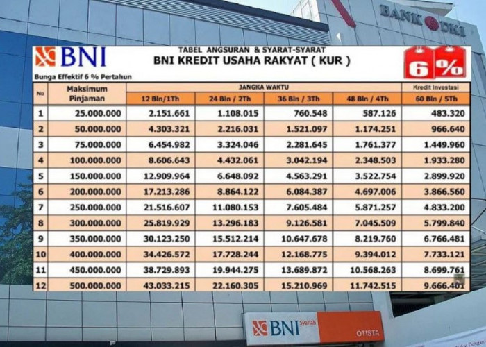 Simulasi Angsuran Lengkap KUR Bank BNI Rp50 Juta, Per Bulan Cuma Bayar Mulai Rp4 Jutaan